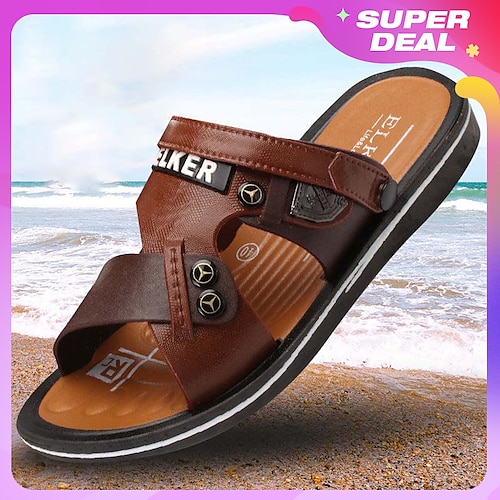 

Per uomo Sandali Pantofole Scarpe comfort Pantofole da spiaggia Vintage Informale Stile da spiaggia Interni Giornaliero Spiaggia Footing PU Traspirante Nero Marrone Estate