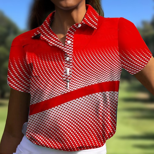 

Damen poloshirt Golfhemd Geknöpftes Poloshirt Atmungsaktiv Schnelltrocknend Feuchtigkeitsableitung Kurzarm Golfbekleidung Golfkleidung Regular Fit Punkt Sommer Tennis Golfspiel Pickleball