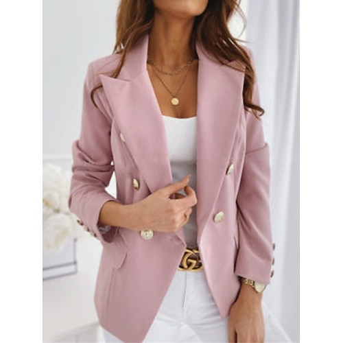 Damen Blazer Sakko Formal Taste Glatt Windundurchlässig Strassenmode Regular Fit Oberbekleidung Langarm Sommer Schwarz S