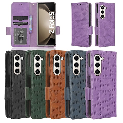 

téléphone Coque Pour Samsung Galaxy Pliage en Z 5 Portefeuille avec dragonne Avec porte-cartes Béquille Couleur unie Formes Géométriques PC faux cuir