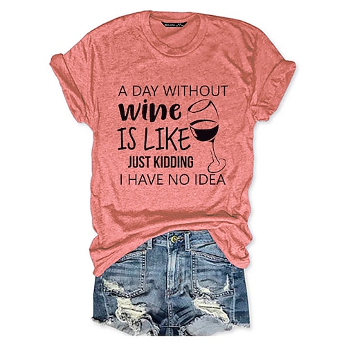

Mujer Camiseta Negro Blanco Rosa Graphic Letra Retazos Manga Corta Casual Diario Básico Escote Redondo Regular S
