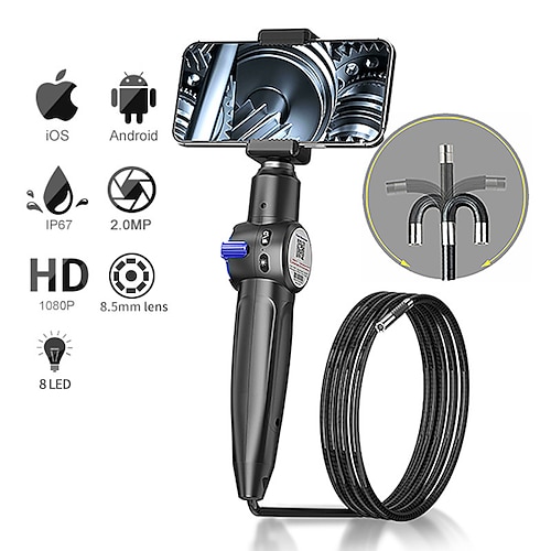 

Endoscope numérique de caméra d'endoscope industriel avec 1080P (1920×1080) 0 pouce Caméra d'inspection 1.0m (3ft) 2 mp Portable Enregistrement d'images et fonction vidéo Lampe LED Câble semi-rigide