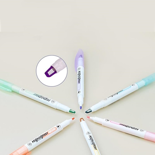 Clear View Tip Highlighter Dual Tips Marker Pen Macaron Color