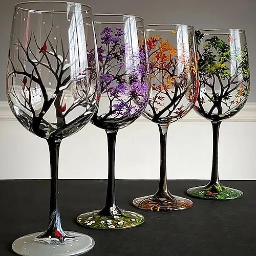 

бокалы для вина с сезонным деревом, идеально подходят для белого вина, красного вина или коктейлей, новый подарок на день рождения, свадьбу, день святого валентина