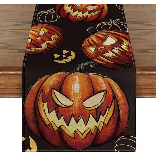 

camino de mesa de halloween calabaza araña bruja fantasma camino de mesa casa de campo mesa de interior decoración de otoño bandera de mesa decoración para comedor boda fiesta vacaciones