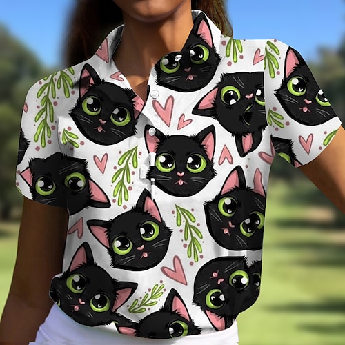 

Damen poloshirt Golfhemd Geknöpftes Poloshirt Atmungsaktiv Schnelltrocknend Feuchtigkeitsableitung Kurzarm Golfbekleidung Golfkleidung Regular Fit Batik Bedruckt Sommer Tennis Golfspiel Pickleball