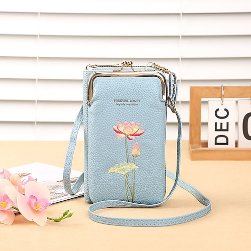 SILKAREA Embroidered Cute Mini Crossbody Bag for Women Small Handbags Wristlet Wallet Bag Cell-Phone Pouch Coin Purse