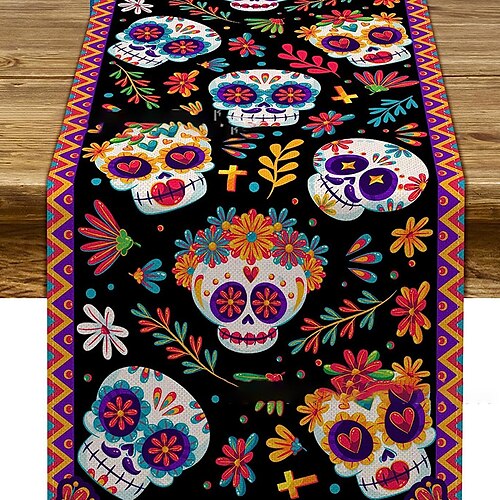 

camino de mesa de halloween boho camino de mesa mexicano casa de campo mesa de interior decoración de otoño bandera de mesa decoración para comedor boda fiesta vacaciones