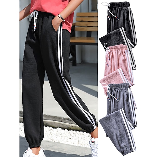 

Women's Joggers Pants Trousers Harem Pants Black Pink Gray Fashion Streetwear Street Daily Daily Wear Pocket Full Length Comfort Stripe S M L XL 2XL