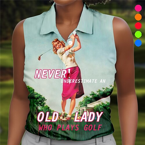 

Mujer Camisas de polo Camiseta de golf Polo con botones Transpirable Secado rápido Dispersor de humedad Sin Mangas Ropa de golf ropa de golf Ajuste regular Impreso Verano Tenis Golf pepinillo