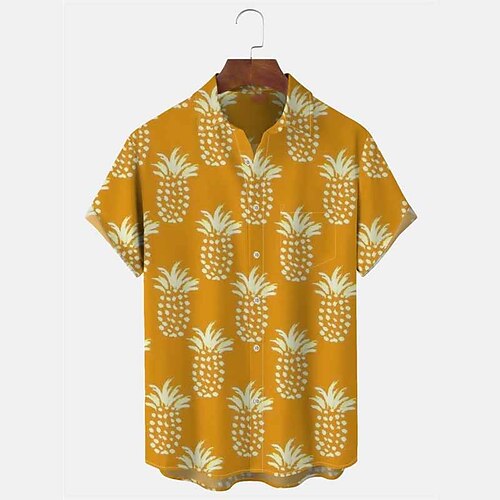 

Herren Hemd Hawaiihemd Sommerhemd Ananas Grafik-Drucke Umlegekragen Gelb Outdoor Strasse Kurze Ärmel Bedruckt Bekleidung Modisch Strassenmode Designer Weich