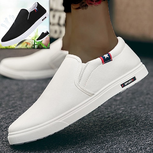 

Homme Mocassins et Slip On Chaussures décontractées pour hommes Chaussures de confort Baskets à enfiler Sportif Décontractées du quotidien Toile Respirable Confortable Antidérapantes Noir Blanche Bleu