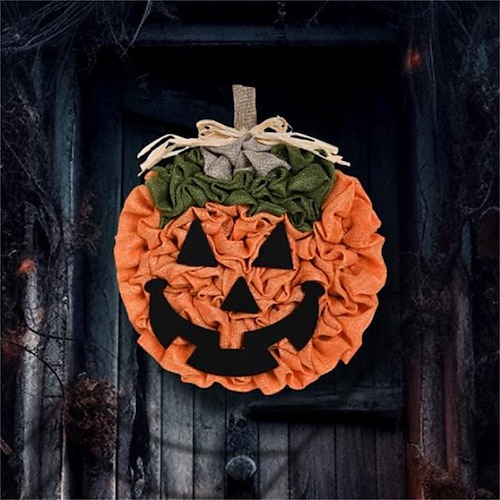 

Halloween-Kürbiskranz, handgewebte Partydekorationen, Requisiten, Anhänger, Türdekorationen