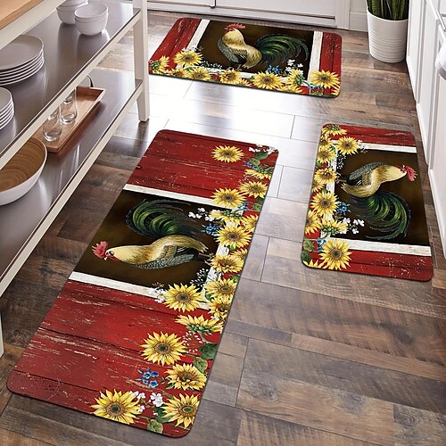 

Alfombras de cocina, alfombrillas de suelo resistentes, alfombrilla de cocina de gallo, decoración del hogar, alfombrilla de girasol para interior y exterior, decoración del hogar