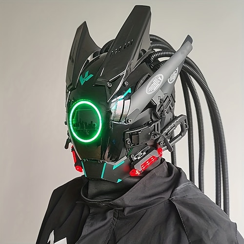Casque Hi-tech, Cyberpunk Masque Rond Lumière Aile Tresse Triangle Lumière  Maquillage Festival Musique Led Masque Lumineux Technologie Tête
