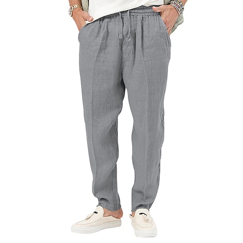 Yievot Men's Linen Pants Clearance Solid Casual Trousers Drawstring Elastic  Mid Waisted Loose Home Wearing Pants Gray XL - Walmart.com