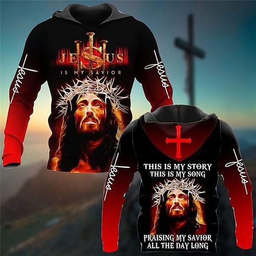 

Herren Hoodie Sweatshirt Kapuze Rote Mit Kapuze Grafik-Drucke Bedruckt Täglich Sport 3D-Druck Strassenmode Designer Basic Frühling Herbst Bekleidung Religion Kapuzenpullover Sweatshirts