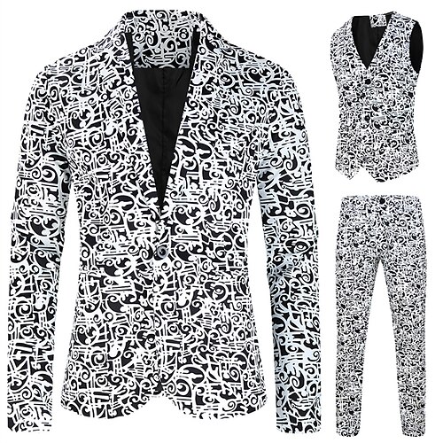 

Costume Homme Mariage Ensemble de 3 pièces Blanche Avec motifs Coupe Standard Droit un bouton 2023