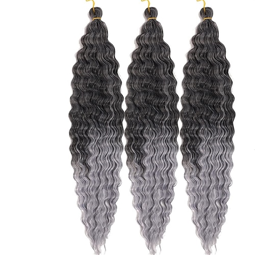 24 inch Ocean Wave Crochet Hair Deep Wave Twist Crochet Hair Extensions  Curly Braiding Hair 3 packs Long Wavy Water Wave Braids For Women Synthetic