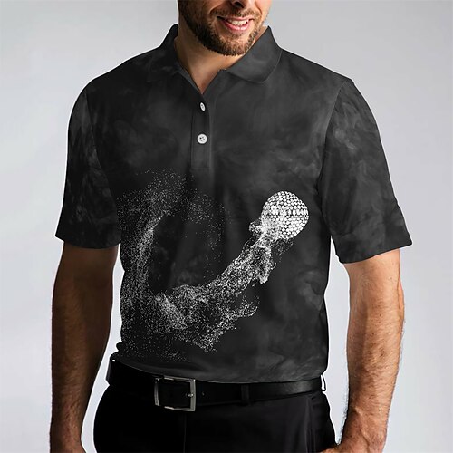 

Homens Camisa polo de caminhada Camisa de golfe Pólo de botões Respirável Secagem Rápida Pavio Humido Manga Curta Vestuário de golfe Roupas de golfe Normal Tintura Tie Dye Verão Tênis Golfe Pickleball