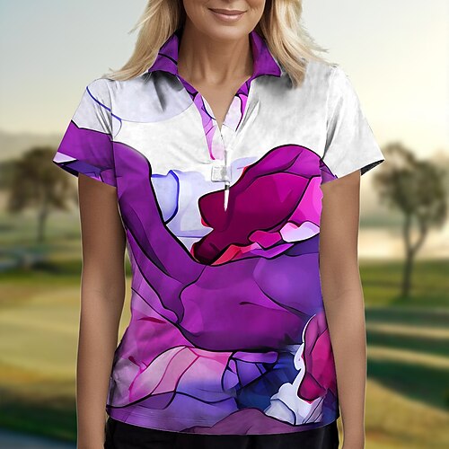 

Women's Polo Shirt Golf Shirt Breathable Quick Dry Soft Short Sleeve Top Regular Fit Printed Summer Tennis Golf Pickleball