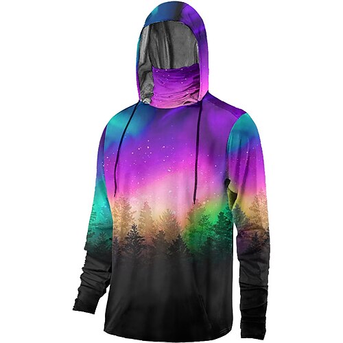 Men's Fishing Shirt Hooded Outdoor Long Sleeve UV Protection Breathable  Quick Dry Lightweight Sweat wicking Top Spring Autumn Outdoor Fishing  Camping & Hiking Violet Light Green Blue 2024 - $20.99