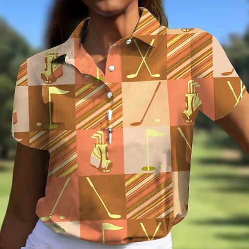 

Mulheres Camisa polo de caminhada Camisa de golfe Pólo de botões Respirável Secagem Rápida Pavio Humido Manga Curta Vestuário de golfe Roupas de golfe Normal Estampado Verão Tênis Golfe Pickleball