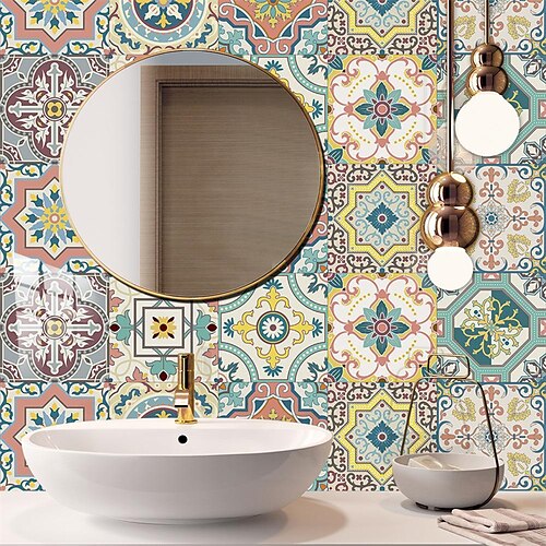 

15 adesivos de azulejo boho para reforma de casa, banheiro, armário de cozinha, decoração, remodelação, adesivos de parede autoadesivos