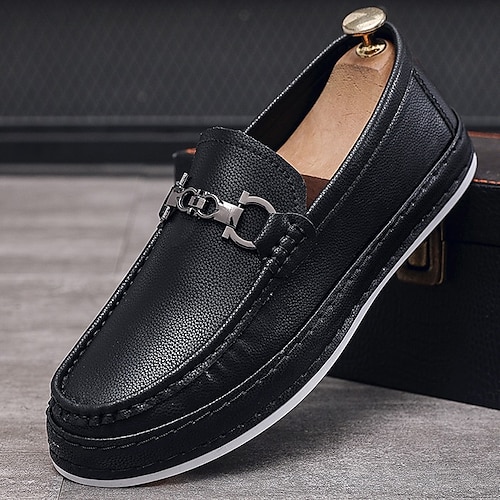 

Homens Mocassins e Slip-Ons Sapatos Confortáveis Mocassins de couro Casual Ao ar livre Diário Caminhada Couro Sintético Respirável Confortável Antiderrapante Preto Branco Verão