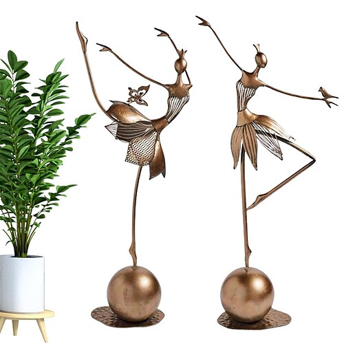 

Adornos de niña de baile de jardín de metal, estatuas de niña de jardín de baile al aire libre, escultura de niña de baile de metal decoración de jardín para jardín, césped, cama de flores, terraza, estantería, estatua de metal de mesa