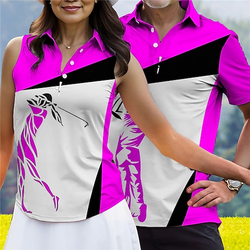 

Homme Femme T-shirt POLO Polo assorti Chemise de golf Respirable Séchage rapide Evacuation de l'humidité Manche Courte Vêtements de golf Top Standard Imprimé Eté Tennis Le golf Pickleball