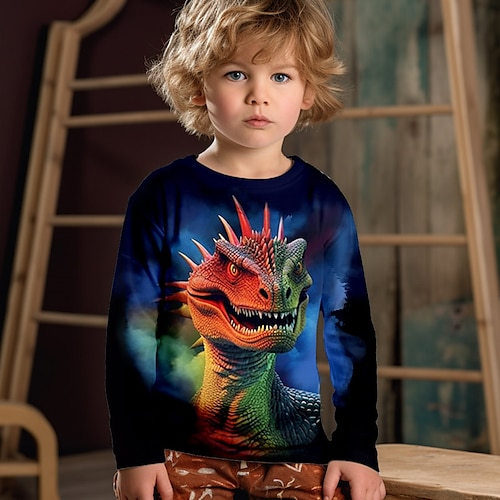 

Chico Camiseta Manga Larga Camiseta Graphic Animal Dinosaurio Impresión 3D Deportes Moda Ropa de calle Poliéster Exterior Casual Diario Niños Cuello redondo 3-12 años Gráfico impreso en 3D Ajuste