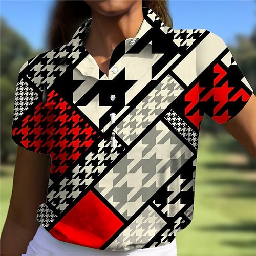 

Mulheres Camisa polo de caminhada Camisa de golfe Pólo de botões Respirável Secagem Rápida Pavio Humido Manga Curta Vestuário de golfe Roupas de golfe Normal Estampado Verão Tênis Golfe Pickleball