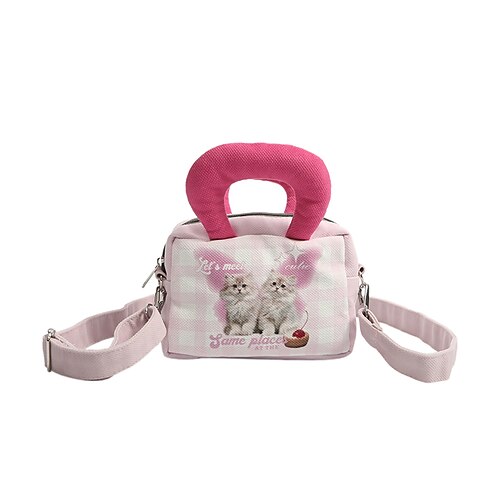 

Femme Sac à main Sac bandoulière Toile Halloween du quotidien Respirable Chat Rose clair Jaune Rose