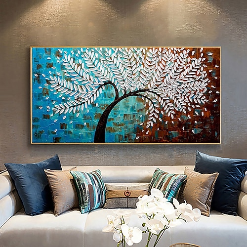 

Handmade Oil Painting Canvas Wall Art Decoration 3D Palette Knife Fortune Tree Living Room for Home Decor Rolled Frameless Unstretched Painting