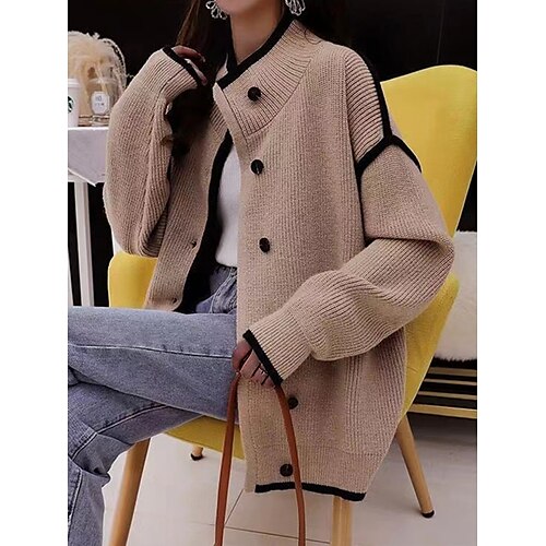 

Damen Strickjacke Strickwaren Gerippt Stricken Patchwork Taste Farbblock Rollkragen Stilvoll Brautkleider schlicht Outdoor Täglich Herbst Winter Schwarz Grün Beige Einheitsgröße