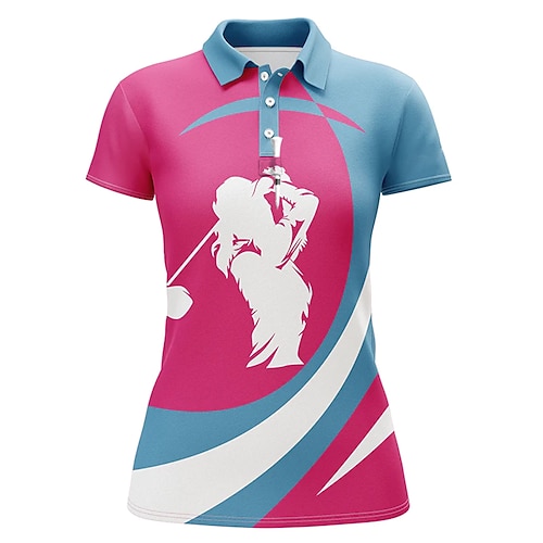 

Mulheres Camisa polo de caminhada Camisa de golfe Pólo de botões Respirável Secagem Rápida Pavio Humido Manga Curta Vestuário de golfe Roupas de golfe Normal Estampado Verão Tênis Golfe Pickleball