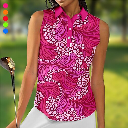 

Femme T-shirt POLO Chemise de golf Polo boutonné Respirable Séchage rapide Evacuation de l'humidité Sans Manches Vêtements de golf Top Standard Imprimé Eté Tennis Le golf Pickleball