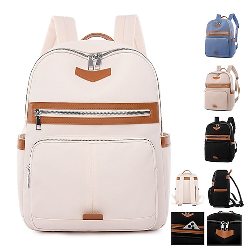 

Homme Femme sac à dos Sac d'Ecole Cartable Ecole Voyage Couleur unie Nylon Grande Capacité Fermeture Noir Bleu Kaki