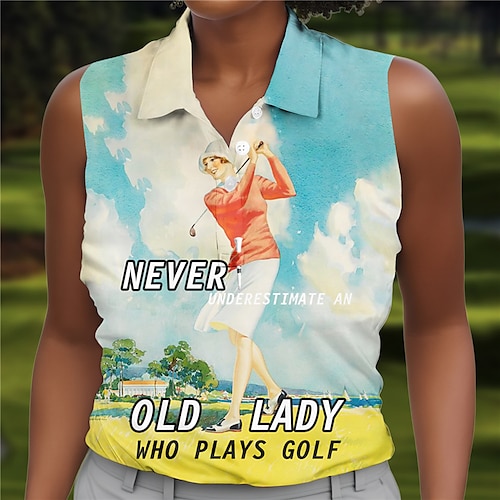 

Mujer Camisas de polo Camiseta de golf Polo con botones Transpirable Secado rápido Dispersor de humedad Sin Mangas Ropa de golf ropa de golf Ajuste regular Impreso Verano Tenis Golf pepinillo