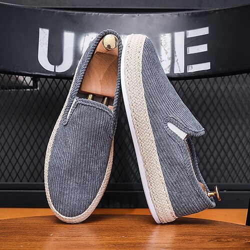 

Men's Sneakers Loafers Slip-Ons Moccasin British Style Plaid Shoes Comfort Shoes Casual British Daily PU Breathable Comfortable Black Blue Beige Spring Fall