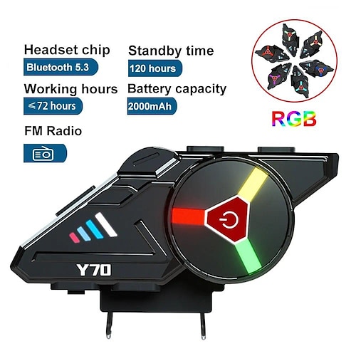 

Starfire UKW-Radio, Bluetooth 5.3, Motorradhelm-Headset mit kabellosem Kopfhörer, RGB-Licht, wasserdicht, Sprachassistent, Geräuschunterdrückung, hartes Mikrofon