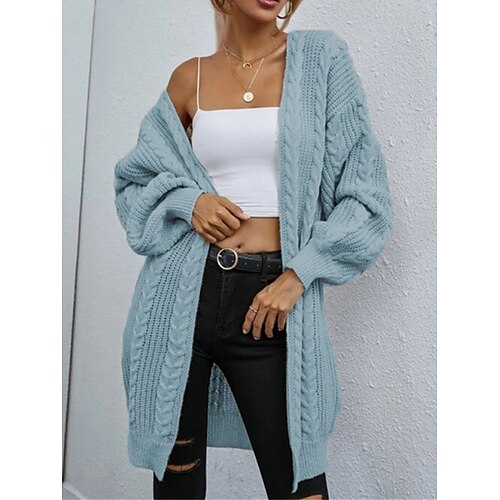 

Damen Strickjacke Strickwaren Gedrehtes Stricken Tunika überdimensional Feste Farbe Öffnung vorne Stilvoll Brautkleider schlicht Outdoor Täglich Sommer Herbst Rosa Beige Leicht Blau S