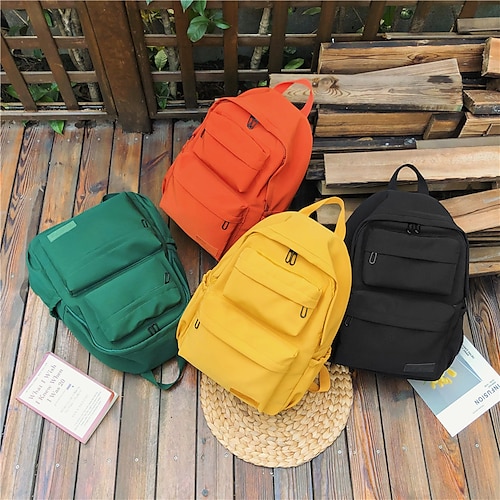 

Damen Rucksack Schultasche Schulanfang Reisen Feste Farbe Nylon Hohe Kapazität Leichtgewichtig Reißverschluss Schwarz Gelb Orange