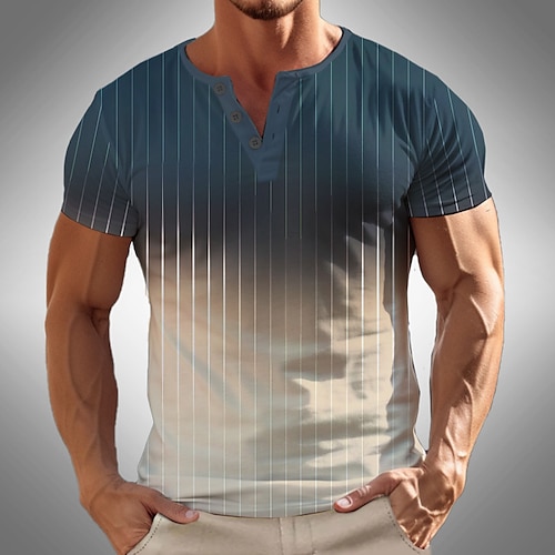 

Hombre Henley Shirt Camisetas gráficas Moda Básico Casual Camisa Bloque de color Rayas Estampados Manga Corta Camisa Morado Azul Oscuro Gris Exterior Diario Noche Henley Primavera verano Ropa S M L