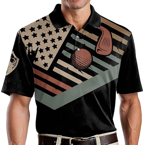 

Hombre Camisas de polo Camiseta de golf Polo con botones Transpirable Secado rápido Dispersor de humedad Manga Corta Ropa de golf ropa de golf Ajuste regular Bandera Verano Tenis Golf pepinillo