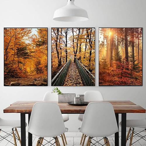 

Impressões em tela de arte de parede de paisagem de outono e fotos de pôsteres pintura em tecido decorativo para fotos de sala de estar sem moldura