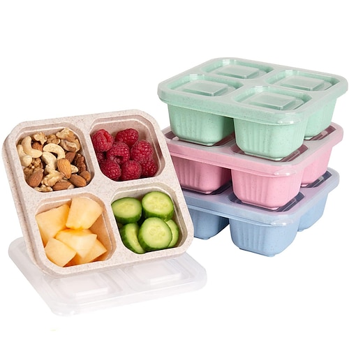 1 Pack Snack Containers for Kids Adults, 4 Compartment Bento Snack Box,  Reusable Meal Prep Lunch Containers with Compartment, Divided Small Snack  Containers Bento Box for Travel Work 2024 - $3.99