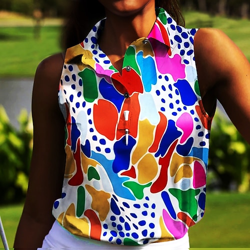 

Mujer Camisas de polo Camiseta de golf Polo con botones Transpirable Secado rápido Dispersor de humedad Sin Mangas Ropa de golf ropa de golf Ajuste regular Impreso Verano Tenis Golf pepinillo