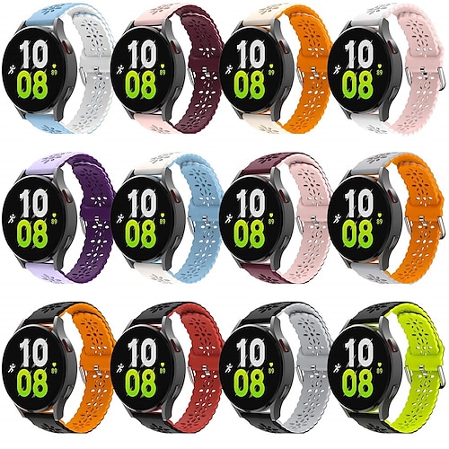 

Uhrenarmband für Samsung Galaxy Samsung Galaxy Watch 6/5/4 40/44mm, Galaxy Watch 5 Pro 45mm, Galaxy Watch 4/6 Classic 42/46/43/47mm, Watch 3, Active 2, Gear S2 Weiches Silikon Ersatz Gurt Schlank